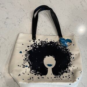 Stylish Cream and Black Tote Bag
